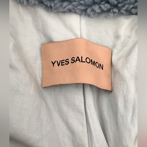 Yves Salomon WOOL TEDDY COAT IN BLUE - Picture 6 of 7